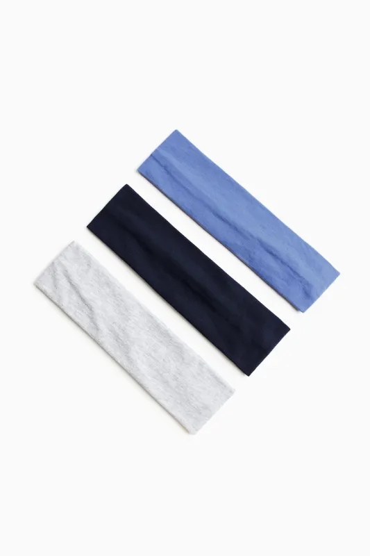 Set of 3 Stretchy Headbands - Garage - Blue - Women Clothing made by Garage