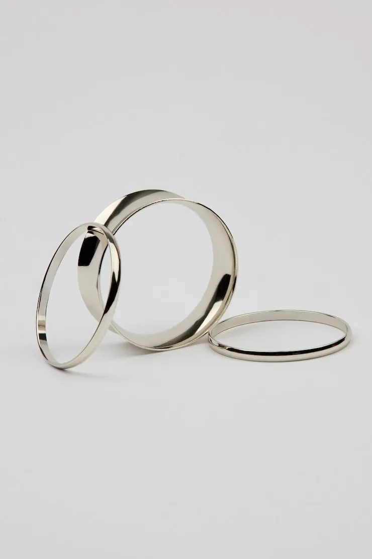 Set of 3 Convex & Wave Bangles - Garage - Greys - Women Clothing sold by Garage product image thumbnail 2