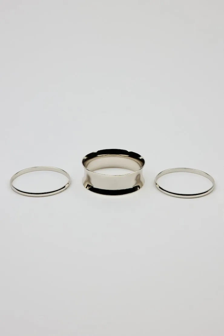 Set of 3 Convex & Wave Bangles - Garage - Greys - Women Clothing sold by Garage product image thumbnail 3