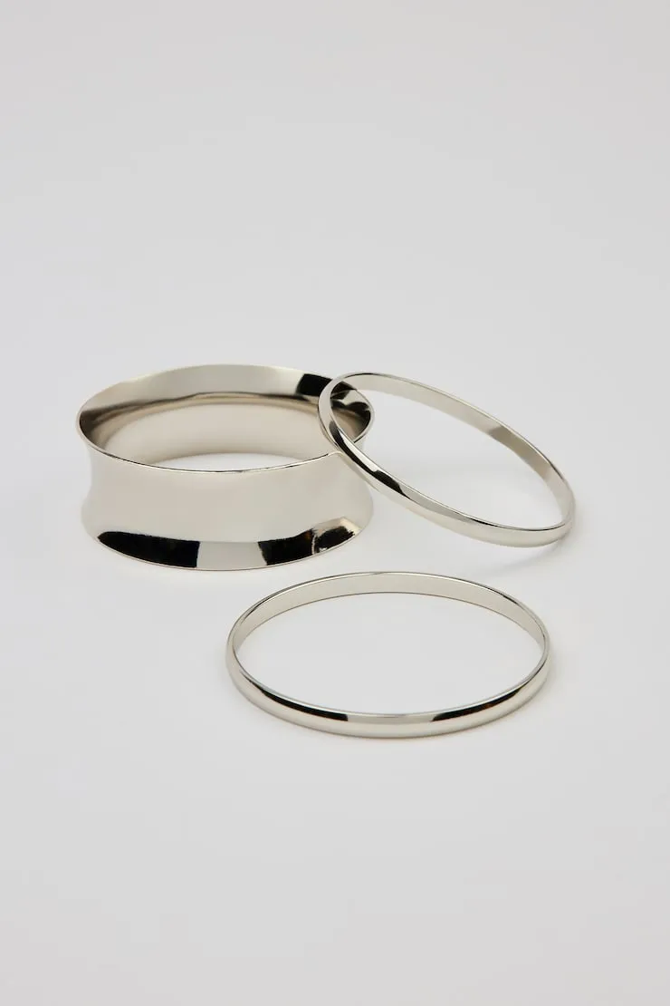 Set of 3 Convex & Wave Bangles - Garage - Greys - Women Clothing sold by Garage product image thumbnail 4