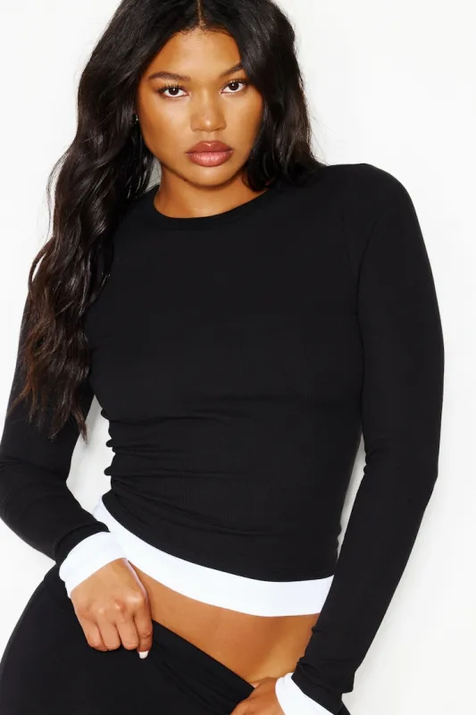 SnatchRib Double Layer Longsleeve Top - Garage - Black - Women Clothing made by Garage