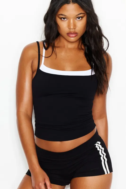 Sleek Double Layer Cami Top - Garage - Black - Women Clothing made by Garage