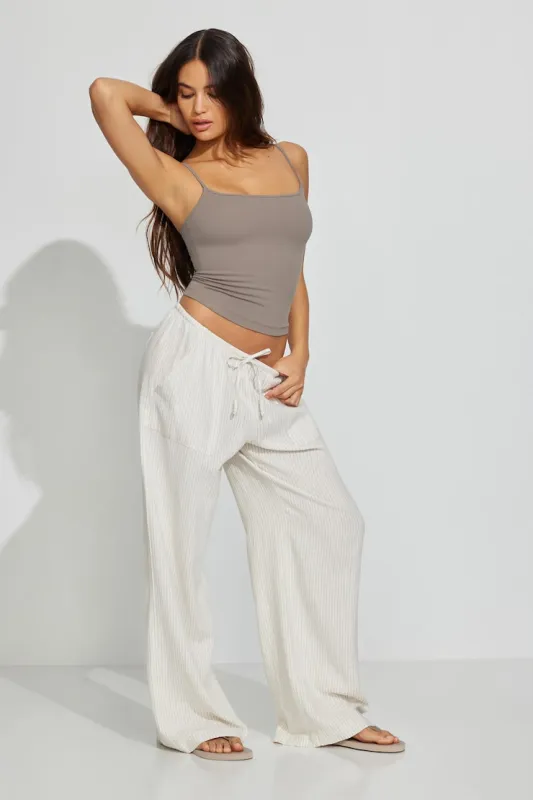Millie Linen Pull-On Pants - Garage - Beige - Women Clothing made by Garage