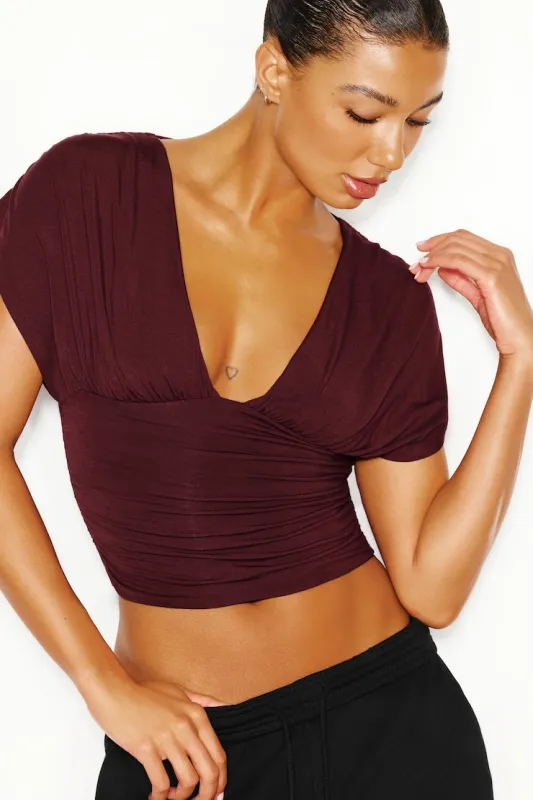 Plunge Open Tie Back Top - Garage - Red - Women Clothing made by Garage