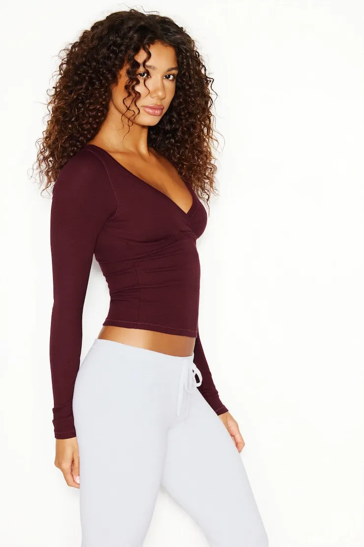 SnatchRib Crossover Longsleeve Top - Garage - Red - Women Clothing sold by Garage product image thumbnail 2