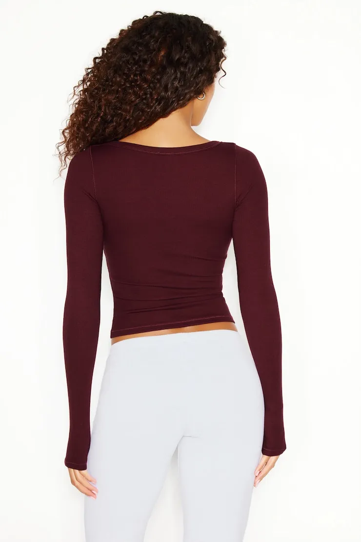SnatchRib Crossover Longsleeve Top - Garage - Red - Women Clothing sold by Garage product image thumbnail 5