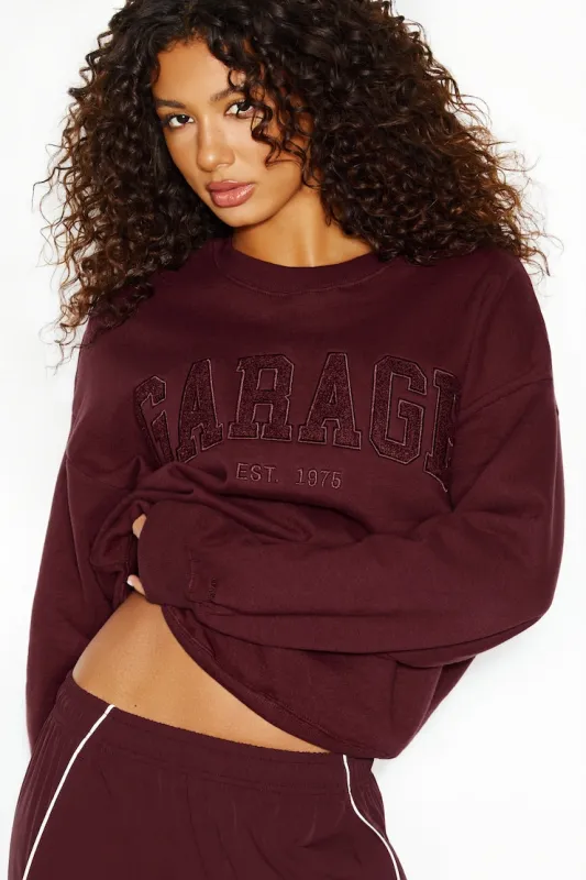UltraFleece Crewneck Sweatshirt - Garage - Burgundy - Women Clothing made by Garage