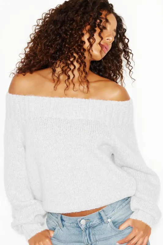 Undone Off Shoulder Sweater - Garage - Greys - Women Clothing made by Garage