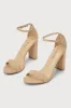 Taylor Natural Suede Ankle Strap Heels sold by Lulus