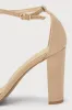 Taylor Natural Suede Ankle Strap Heels sold by Lulus