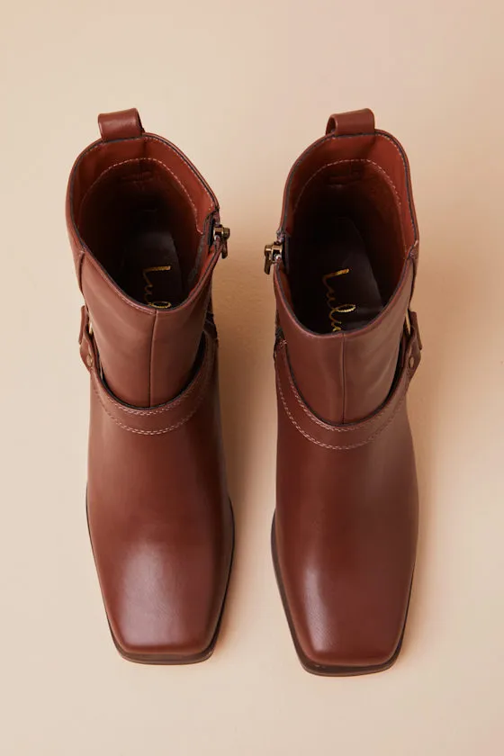 Sammson Cognac Mid-Calf Moto Boots sold by Lulus product image thumbnail 3