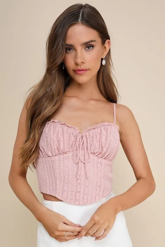 Adorably Cute Mauve Lace Ruffled Cropped Cami Top sold by Lulus