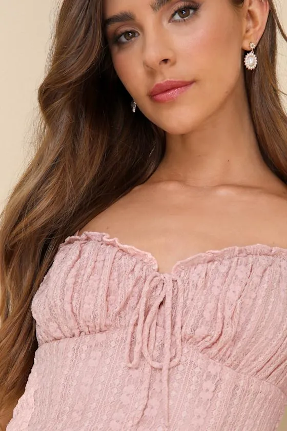 Adorably Cute Mauve Lace Ruffled Cropped Cami Top sold by Lulus product image thumbnail 4