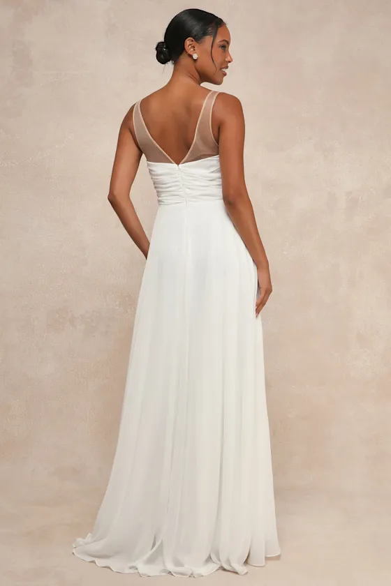 Legendary Love White Beaded Illusion Maxi Dress sold by Lulus product image thumbnail 2