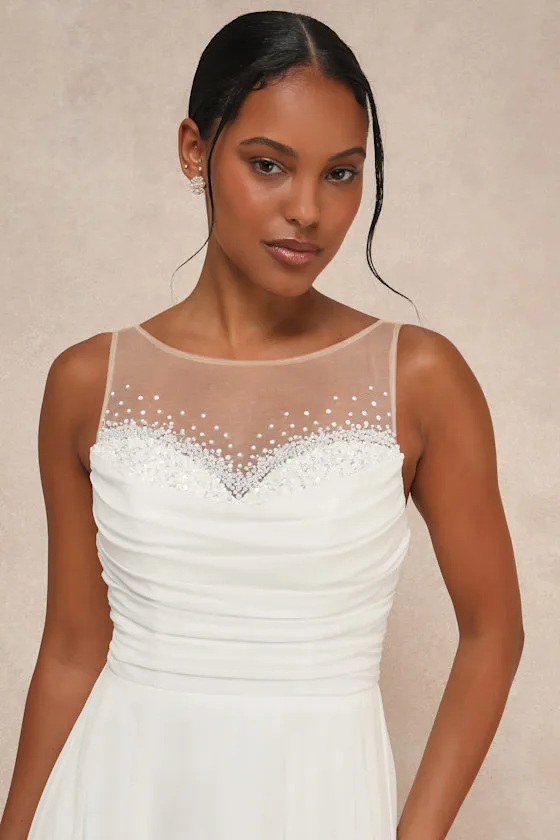 Legendary Love White Beaded Illusion Maxi Dress sold by Lulus product image thumbnail 4