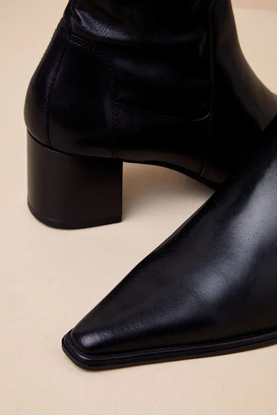 Giselle Black Leather Pointed-Toe Ankle Boots sold by Lulus product image thumbnail 2