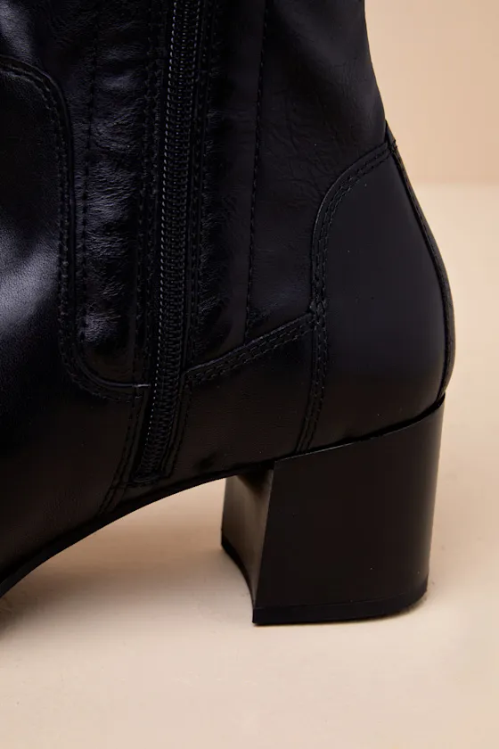 Giselle Black Leather Pointed-Toe Ankle Boots sold by Lulus product image thumbnail 3