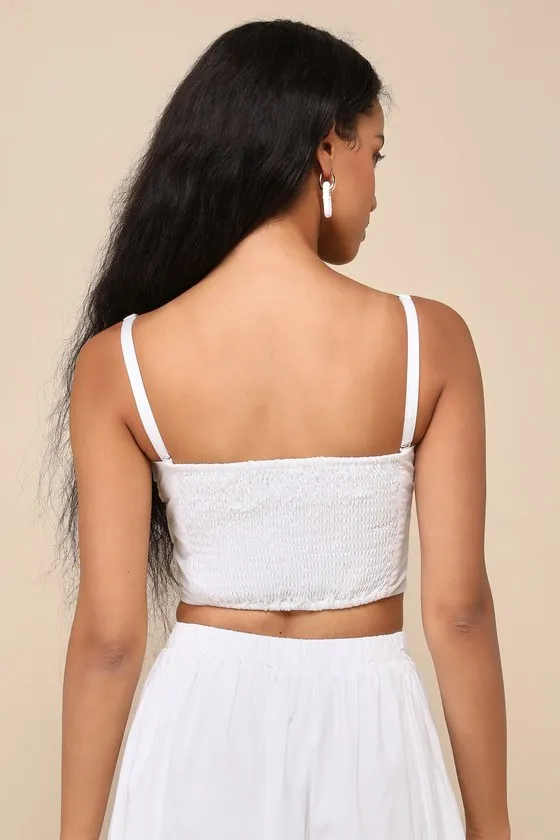 Daytime Perfection White Cotton Pleated Cropped Sleeveless Top sold by Lulus product image thumbnail 2