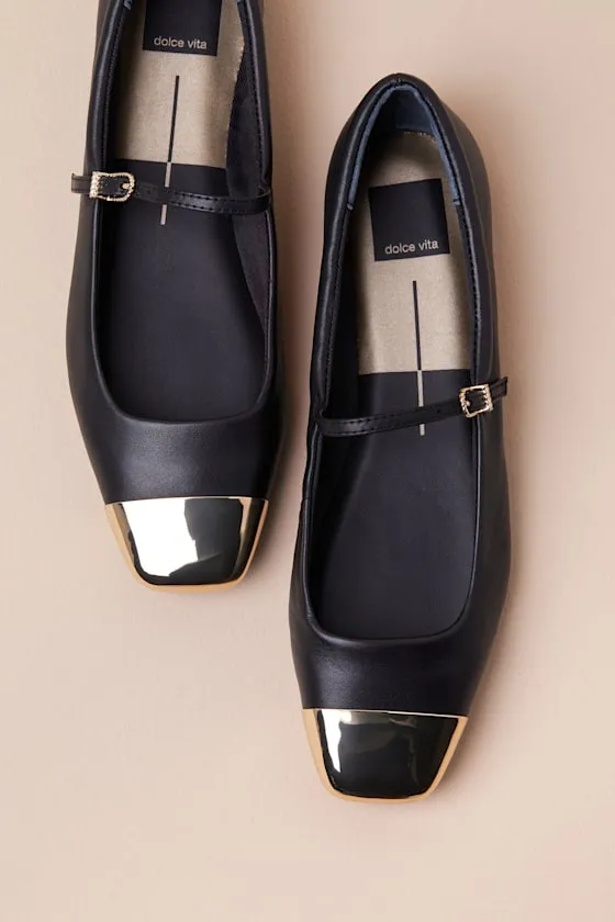 Reyes Black Leather Cap Toe Buckle Ballet Flats sold by Lulus product image thumbnail 4