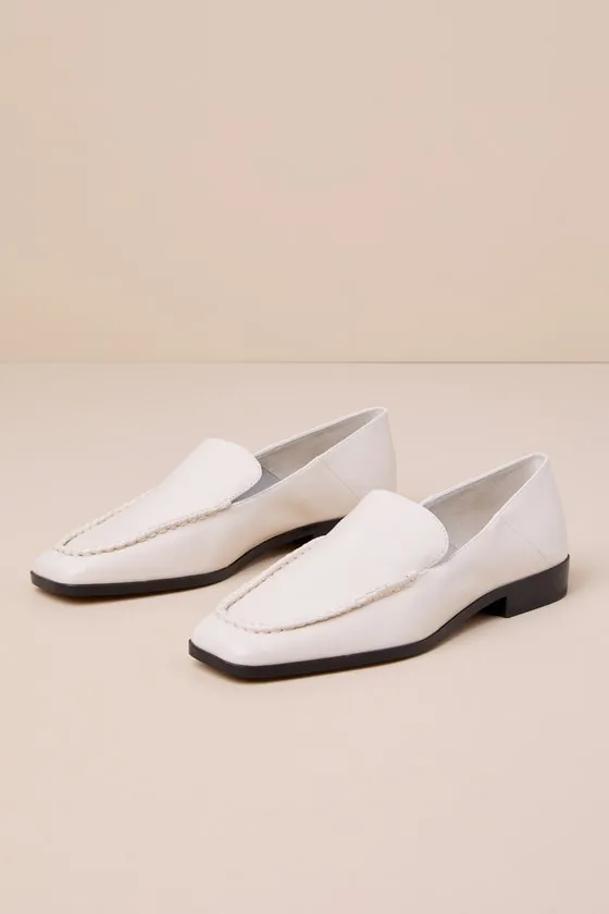 Beny Ivory Crinkle Patent Leather Square Toe Loafers sold by Lulus