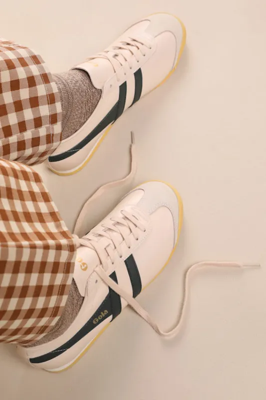 Race Ecru and Dark Khaki Leather Lace-Up Sneakers sold by Lulus