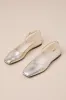 Delia Gold Metallic Leather Square Toe Ankle Strap Flats sold by Lulus