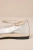 Delia Gold Metallic Leather Square Toe Ankle Strap Flats sold by Lulus