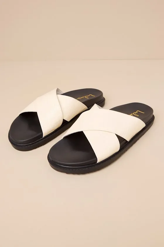 Mirah Bone Croc-Embossed Flatform Slide Sandals sold by Lulus product image thumbnail 3