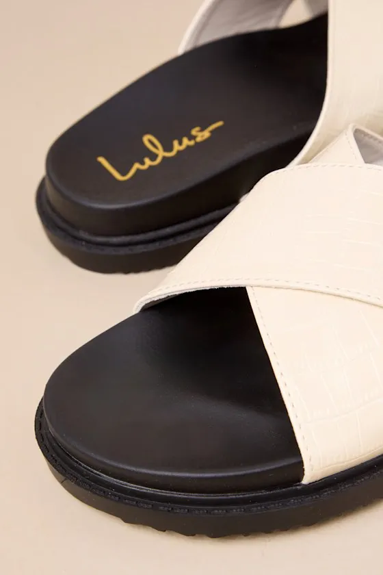 Mirah Bone Croc-Embossed Flatform Slide Sandals sold by Lulus product image thumbnail 4