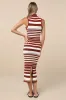 Easy-Going Excellence Ivory Striped Mock Neck Midi Sweater Dress sold by Lulus