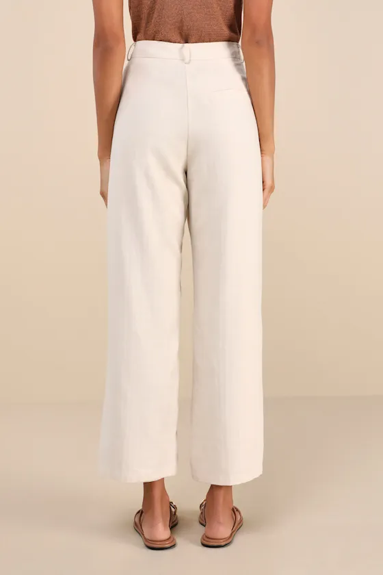Dashing Sweetness Beige High-Rise Wide-Leg Trouser Pants sold by Lulus product image thumbnail 3