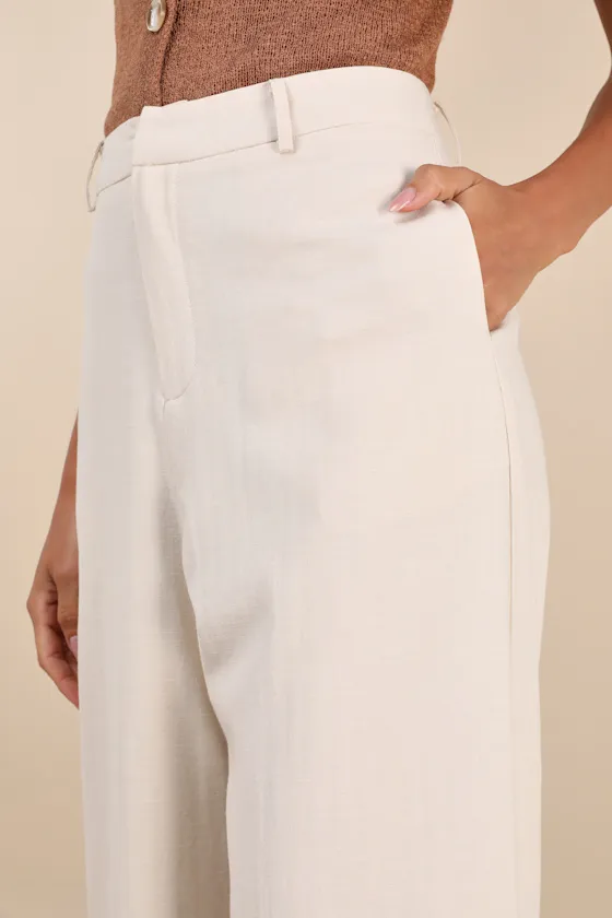 Dashing Sweetness Beige High-Rise Wide-Leg Trouser Pants sold by Lulus product image thumbnail 4