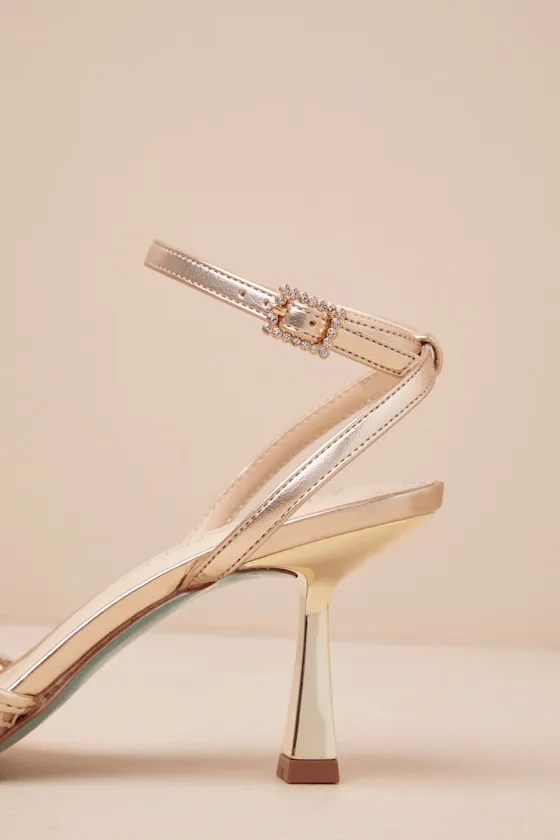 SB-Carli Gold Mesh Floral Applique Ankle Strap Heels sold by Lulus product image thumbnail 4