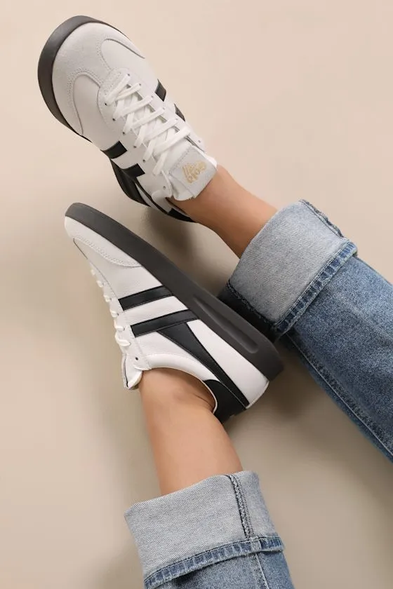 Cyclone White and Black Leather Lace-Up Sneakers sold by Lulus