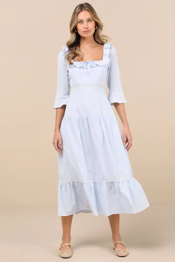 Meadowlark Light Blue Tiered Midi Dress sold by Lulus product image thumbnail 3