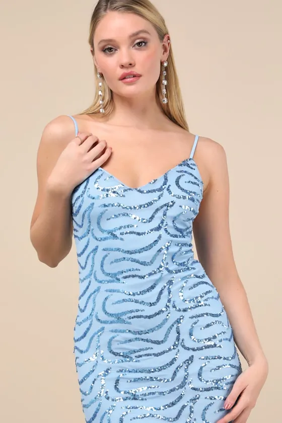 Mesmerizing Demeanor Blue Sequin Backless Mermaid Maxi Dress sold by Lulus product image thumbnail 3