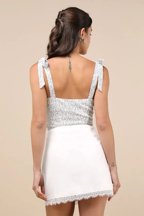 Cute on Cue Cream Linen Lace-Trimmed Mini Skirt sold by Lulus product image thumbnail 2