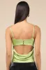 Notorious Allure Chartreuse Satin Cowl Neck Tank Top sold by Lulus