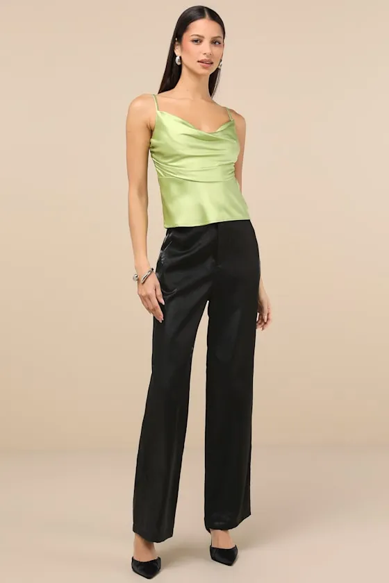 Notorious Allure Chartreuse Satin Cowl Neck Tank Top sold by Lulus product image thumbnail 3