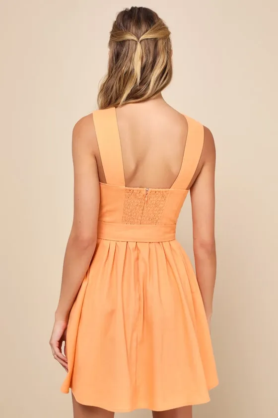 Sunny Attraction Light Orange Linen Bustier Belted Mini Dress sold by Lulus product image thumbnail 3
