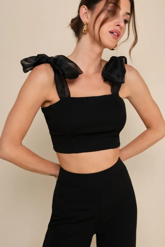 Stunning Charisma Black Tie-Strap Two-Piece Jumpsuit sold by Lulus