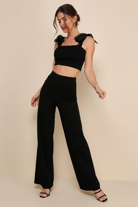 Stunning Charisma Black Tie-Strap Two-Piece Jumpsuit sold by Lulus product image thumbnail 3