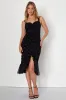 Fabulous Charm Black Sleeveless Rosette Trumpet Hem Midi Dress sold by Lulus