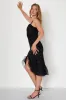 Fabulous Charm Black Sleeveless Rosette Trumpet Hem Midi Dress sold by Lulus