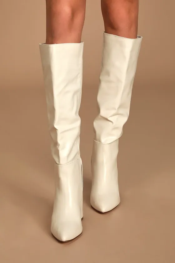 Katari Off White Pointed-Toe Knee High Boots sold by Lulus product image thumbnail 2