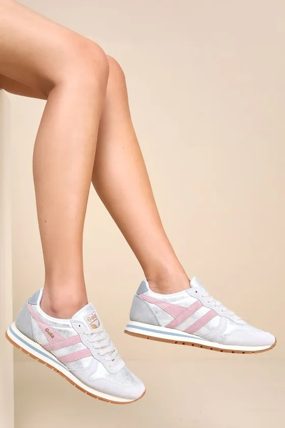 Daytona Blaze White Multi Color Block Suede Leather Sneakers sold by Lulus