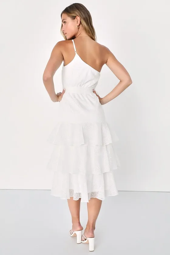 Gorgeous Impression White Embroidered One-Shoulder Midi Dress sold by Lulus product image thumbnail 3