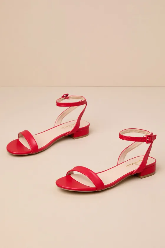Darryian Red Ankle Strap Sandals sold by Lulus