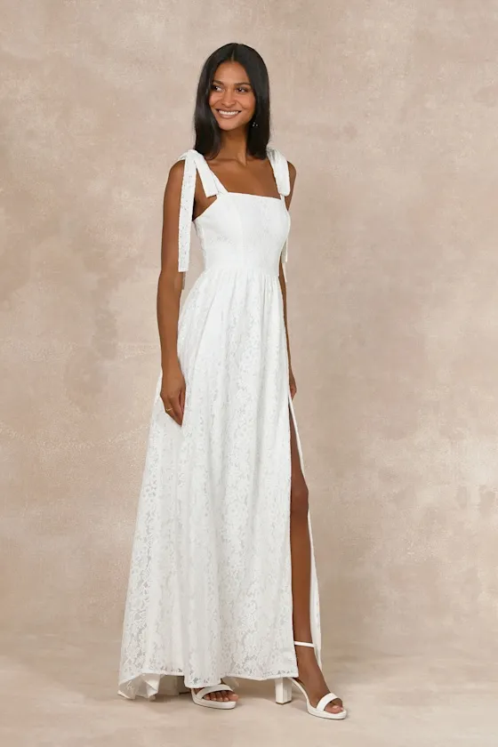 Radiant Romance White Lace Tie-Strap Maxi Dress sold by Lulus product image thumbnail 3