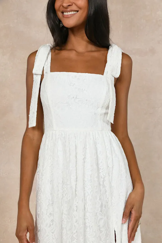 Radiant Romance White Lace Tie-Strap Maxi Dress sold by Lulus product image thumbnail 4